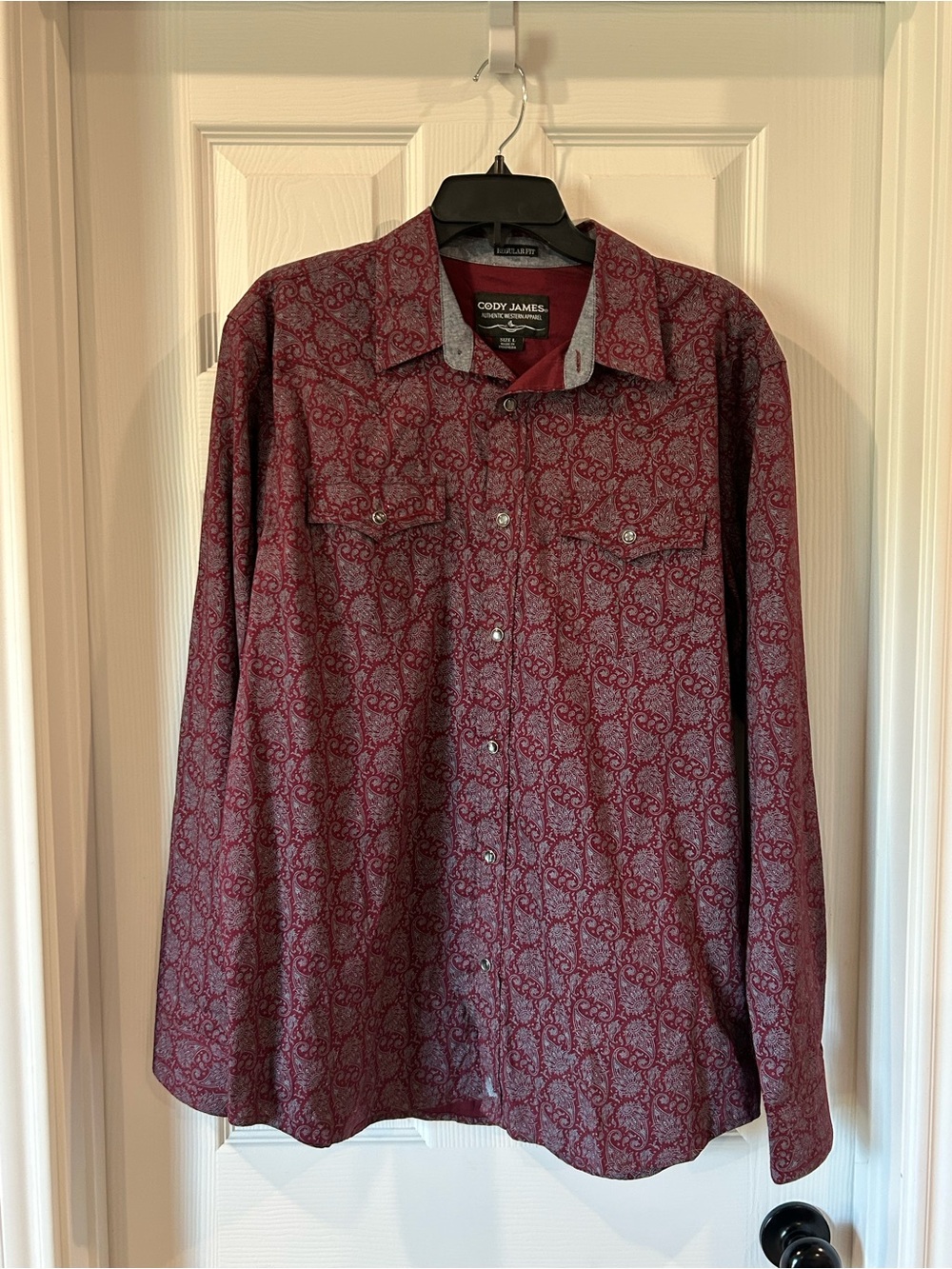 Cody James Burgundy Paisley Long-Sleeve Dress Shirt